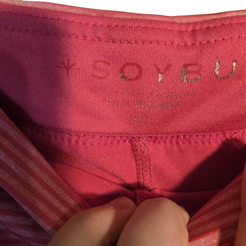 SOYBU XS Feminine Pink Striped Ruched Skort [0352] - Picture 6 of 8